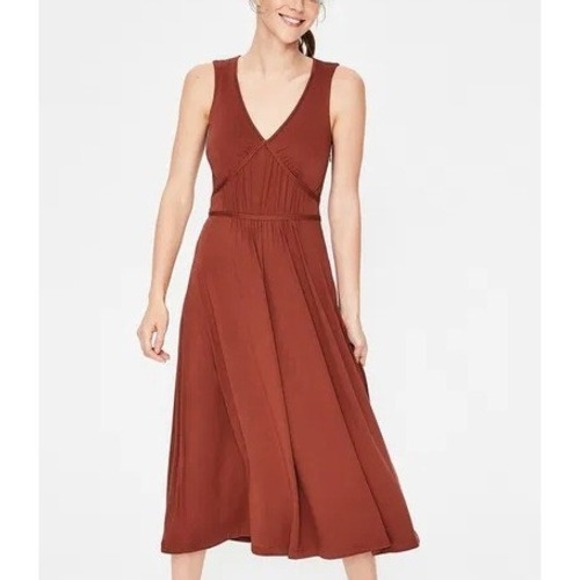 Boden Dresses & Skirts - Boden Elina Jersey Ruched Midi Dress Rust Terracotta Empire Waist | Size US 6